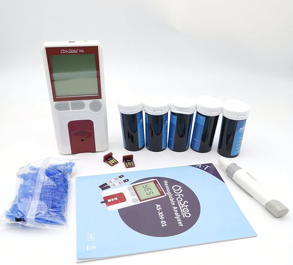 1pc Healthcaretuye Hemoglobin Meter Hemoglobin Test Meter Kit Hemoglobin Analyzer Anemia Monitor + 125pcs Test Strips + 125pcs Lancets