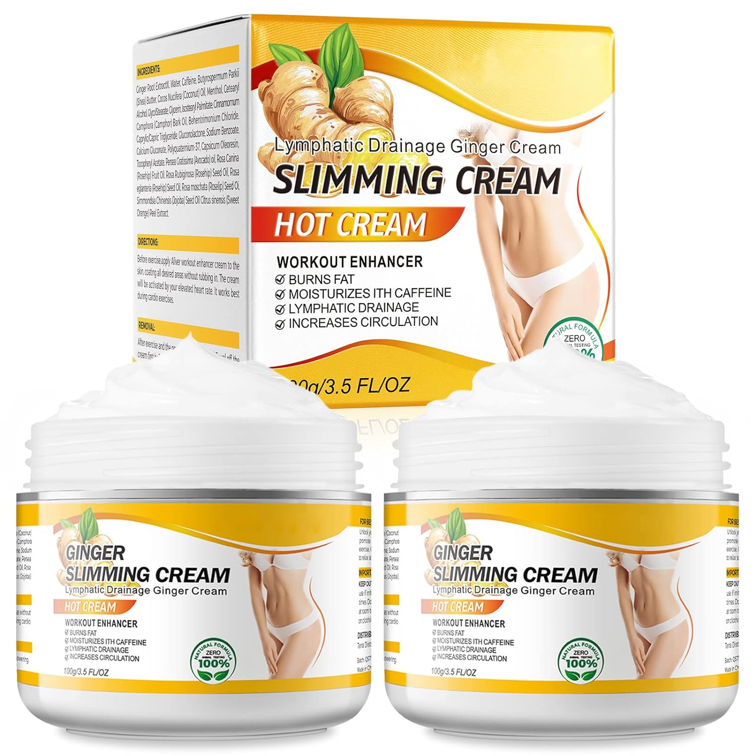 2PCS VOGSIG Ginger Slimming Cream - Anti Cellulite, Fat Burning, Tightening Moisturizing, 1oz each