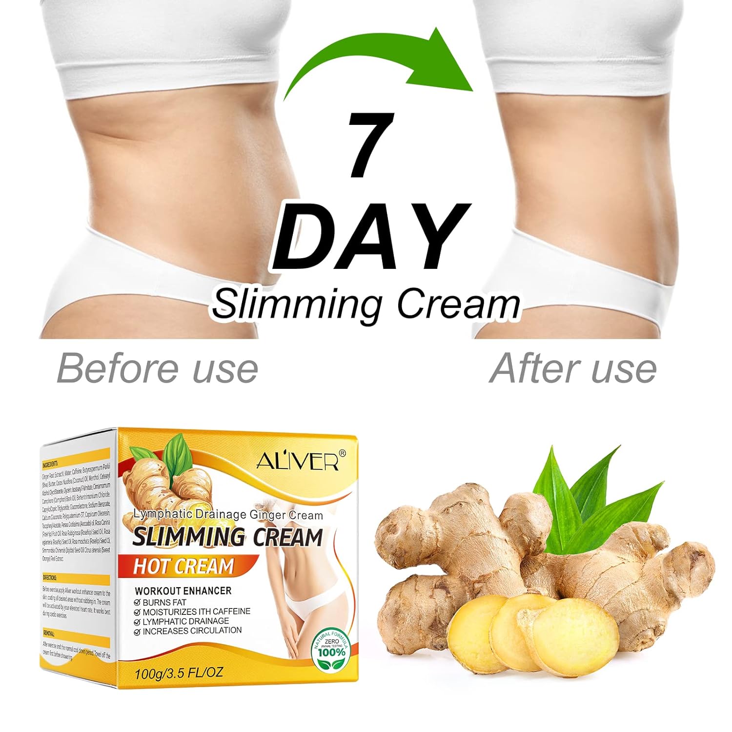 2PCS VOGSIG Ginger Slimming Cream - Anti Cellulite, Fat Burning, Tightening Moisturizing, 1oz each