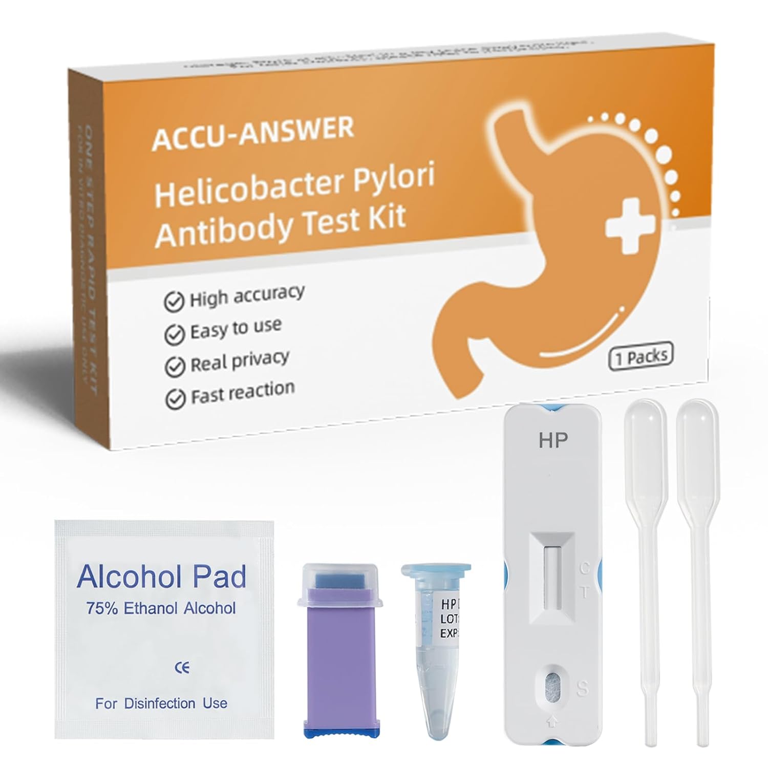 ACCU- Answer H Pylori Test Kits, H. Pylori Self Test Kit, Helicobacter Pylori Detection Home Test Kit, Do Not Need Go to Lab.