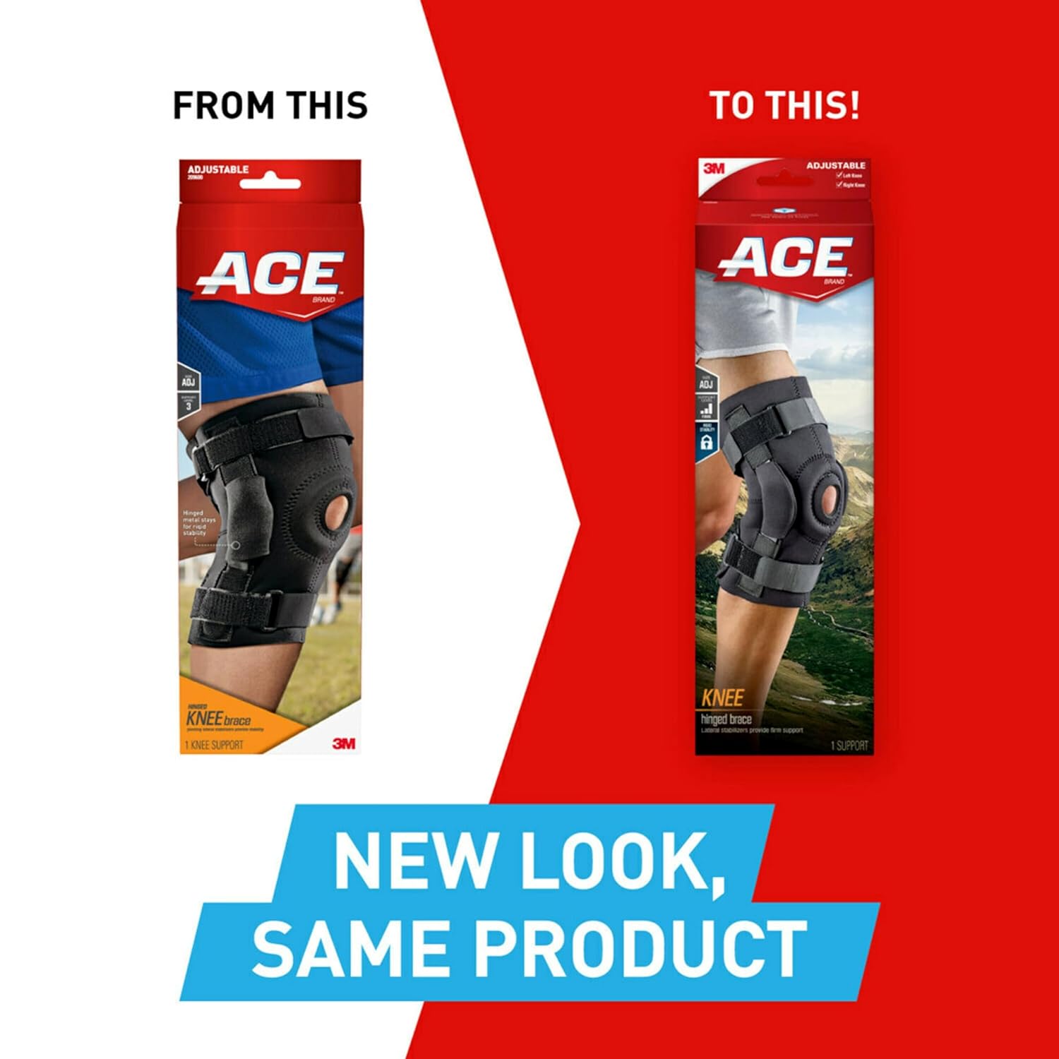 ACE Adjustable Knee Brace with Side Stabilizers Provides Support  Compression to Arthritic and Painful Knee Joints