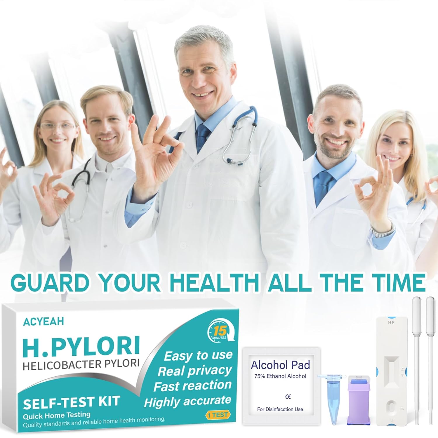 ACYEAH H Pylori Test Kit, H. Pylori Self Test Kit, Helicobacter Pylori Test Kits At Home, H-pylori Test Kit, Fast and Highly Accurate