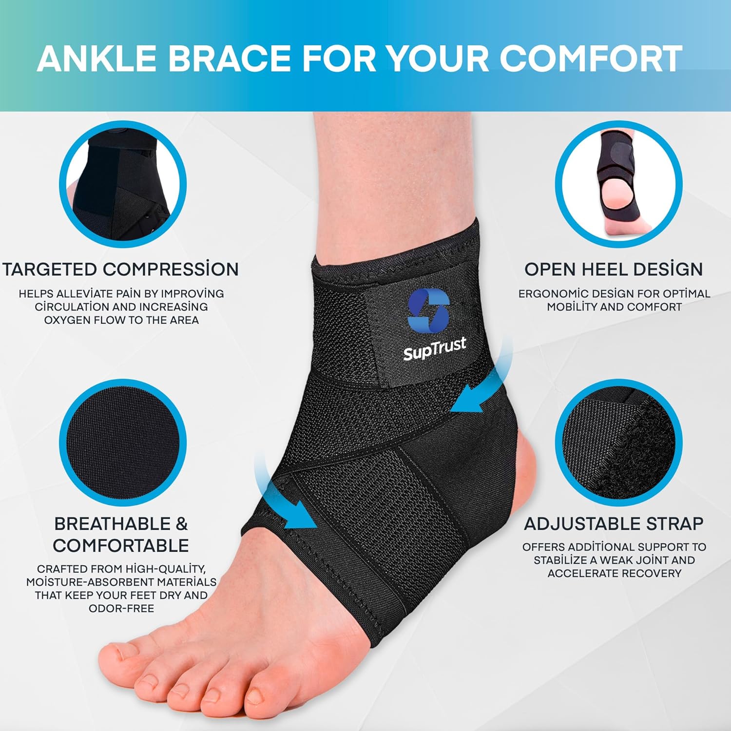 Ankle Brace, Ankle Brace for Srained Ankle, Ankle Support Brace for Women and Men, Ankle Stabilizer Braces for Volleyball, Running, Basketball, Ankle Wraps Support, M