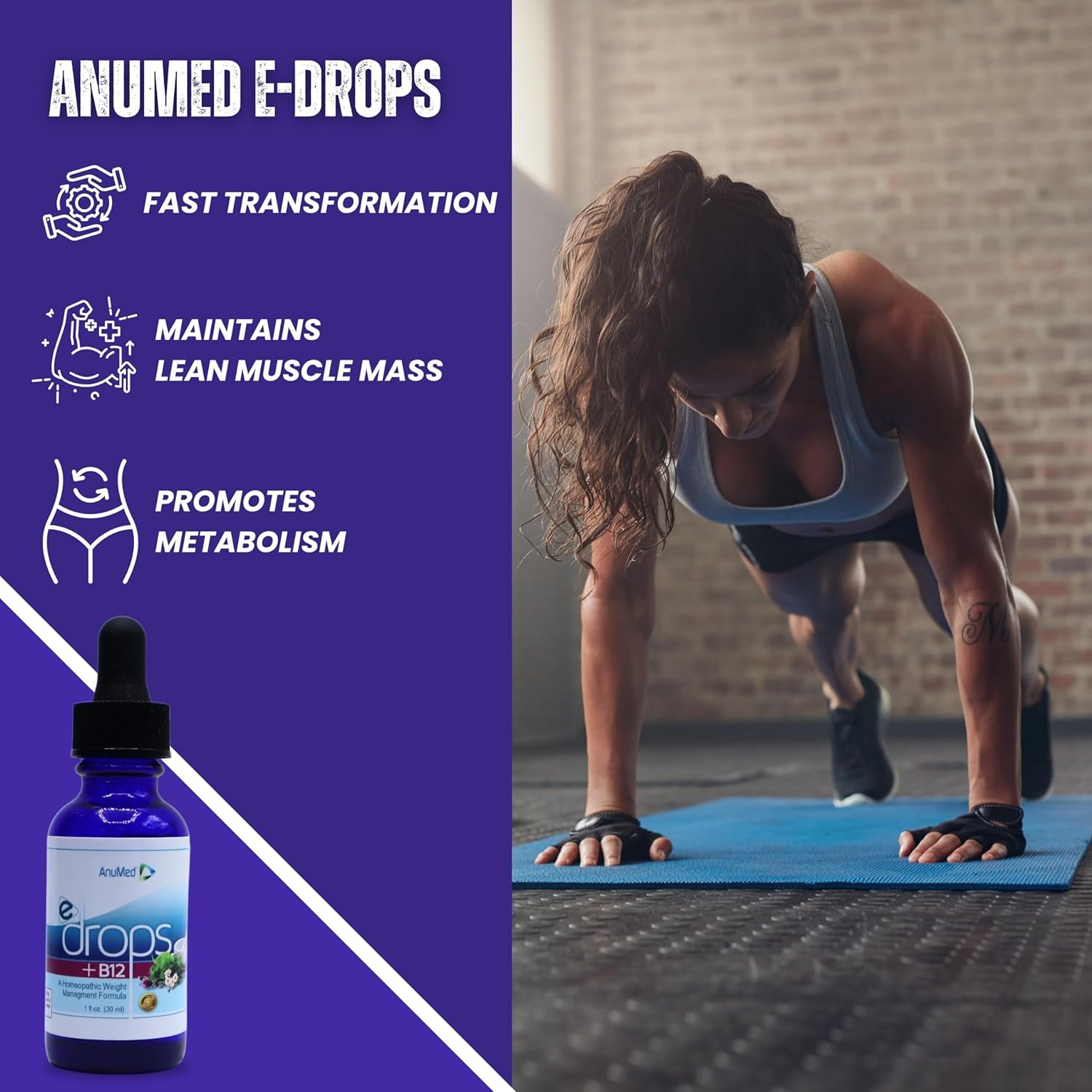 Anumed e-Drops - Metabolism, Control Hunger, Fast Transformation Healthy Weight Management - Natural Vegan, Keto Friendly for Women  Men (2oz) w/Bonus Worldwidenutrition Multi-Purpose Key Chain