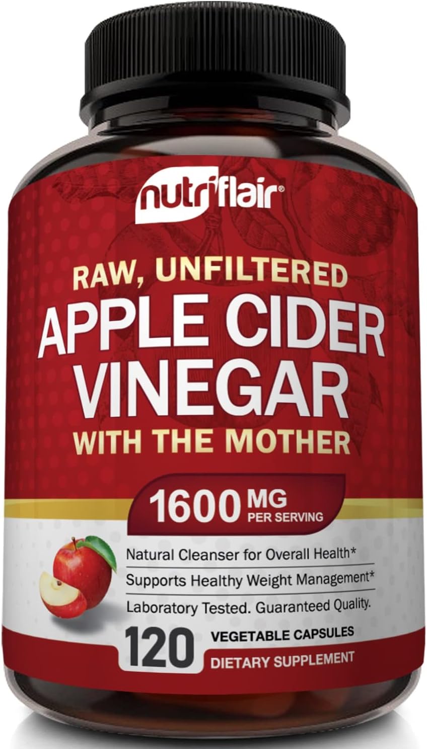 Apple Cider Vinegar Capsules with The Mother - 120 Vegan ACV Pills - Best Supplement for Healthy Weight Loss, Diet, Keto, Digestion, Detox, Immune - Powerful Cleanser  Appetite Suppressant Non-GMO