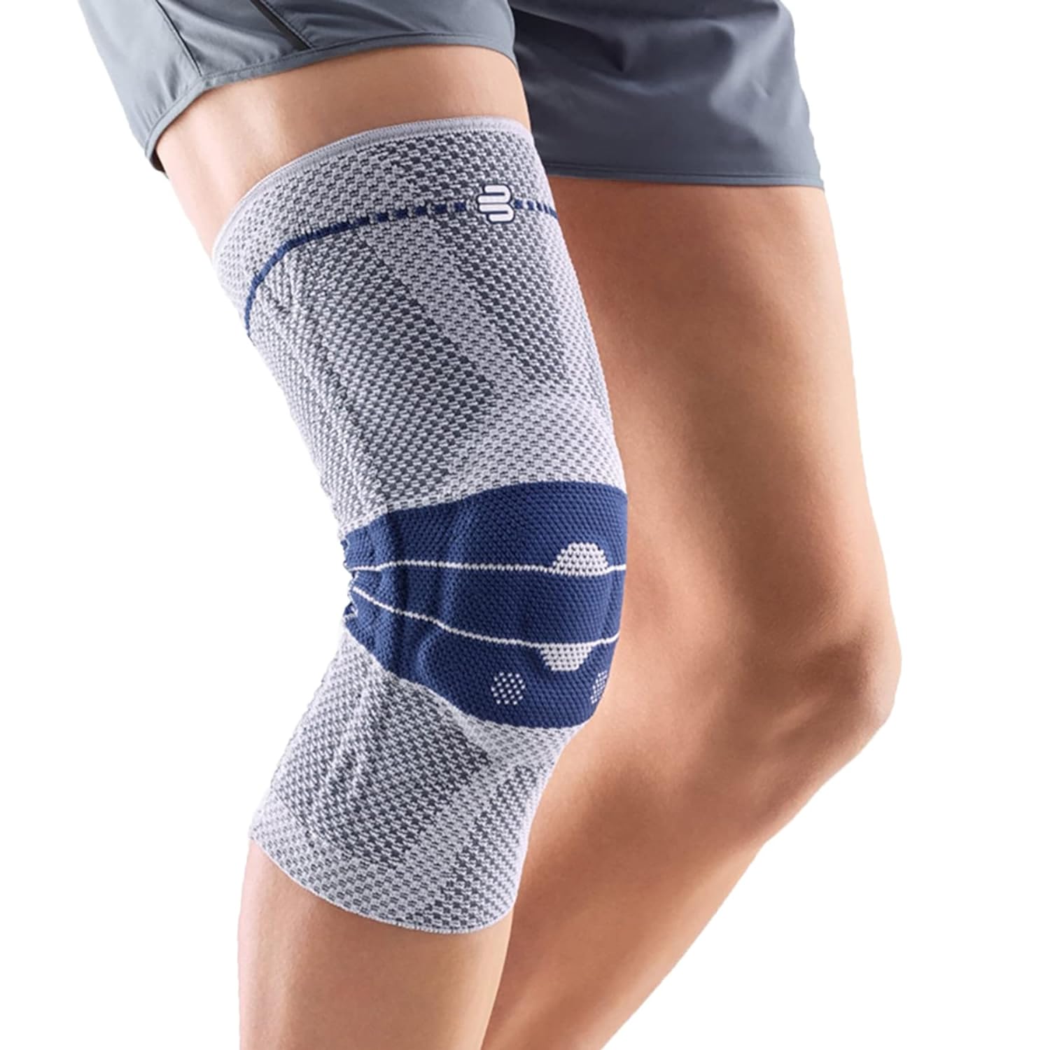 BAUERFEIND - GenuTrain - Knee Brace - Targeted Support for Pain Relief and Stabilization of The Knee, Provides Relief of Weak, Swollen, and Injured Knees- Size 2 - Color Titanium