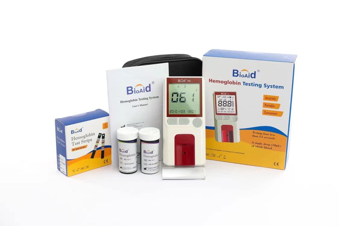Bioaid Hemoglobin Test Meter kit with 25pcs strips,25 lancets and 25 capillary tubes
