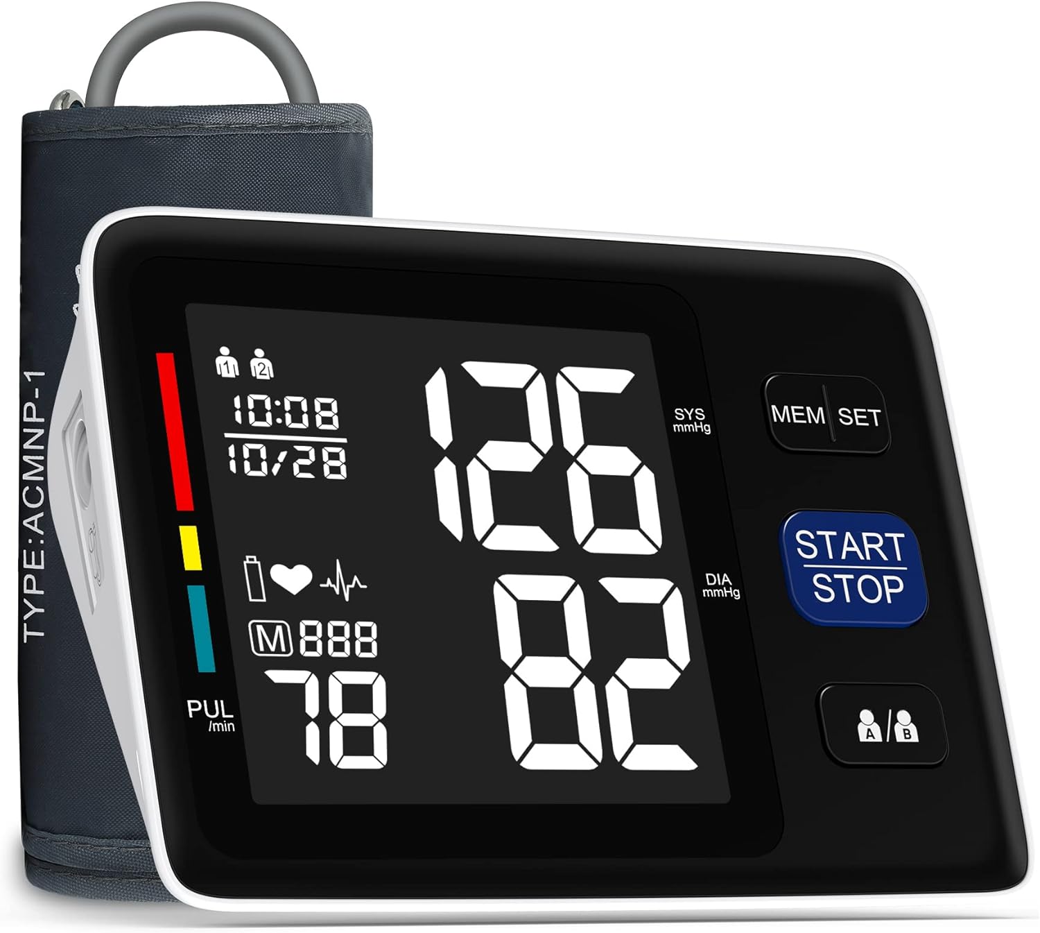 Blood Pressure Machine Upper Arm Automatic Digital Blood Pressure Monitors-1000 Memories 2 User Mode Adjustable Large Cuff Backlit Display BP Machine BP Meter BP Cuff for Home Use Carry Case(Black)