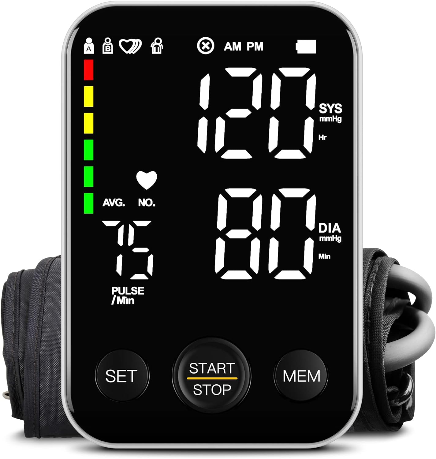 Blood Pressure Monitor Upper Arm Blood Pressure Monitors for Home Use BP Machine with 2x120 Reading Memory Adjustable Arm Cuff 8.7-15.7 Large Display with LED Background Light Storage Bag
