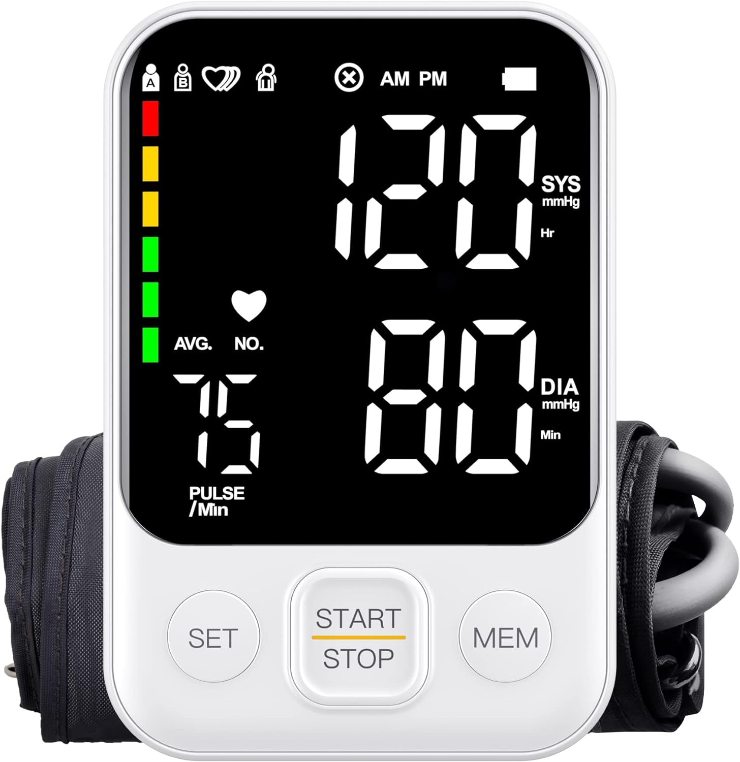 Blood Pressure Monitor Upper Arm Cuff 8.7-15.7 Bp Machine Automatic Digital Blood Pressure Machine Led Backlit Display 2 Users 240 Memory with Storage Bag Smart Instant