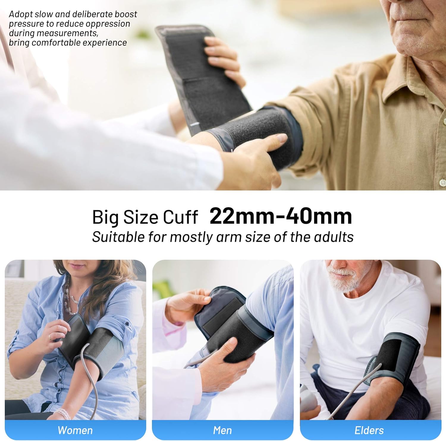 Blood Pressure Monitor Upper Arm Cuff 8.7-15.7 Bp Machine Automatic Digital Blood Pressure Machine Led Backlit Display 2 Users 240 Memory with Storage Bag Smart Instant