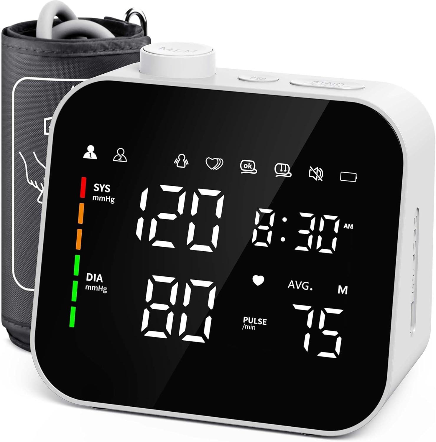 Blood Pressure Monitor Upper Arm Cuff 8.7-16.5in Blood Pressure Machine 240 Sets Memory Large LED Backlit Screen BP Monitor with Storage Bag
