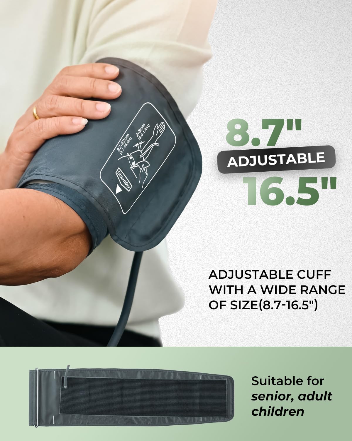 Blood Pressure Monitor Upper Arm Cuff 8.7-16.5in Blood Pressure Machine 240 Sets Memory Large LED Backlit Screen BP Monitor with Storage Bag