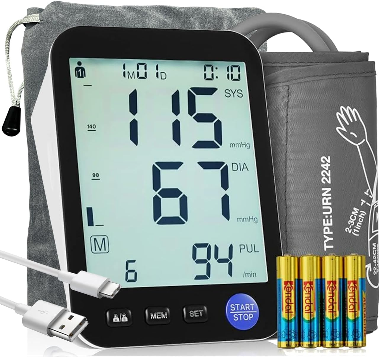 Blood Pressure Monitors for Home Use Blood Pressure Monitor Upper Arm with Automatic Blood Pressure Cuff BP Monitor Machine with Adjustable Wide Range Cuffs Electronic Digital LED Screen, Black