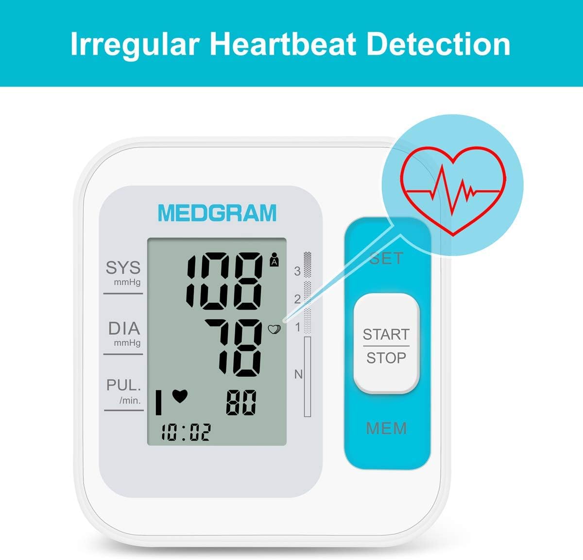 Blood Pressure Monitors for Home Use Upper Arm, MEDGRAM Accurate Blood Pressure Cuff for Home Use with Large Cuff 8.7-16.5 inch(22-42cm), Automatic  Digital BP Machine, 2 x 120 Sets Memory