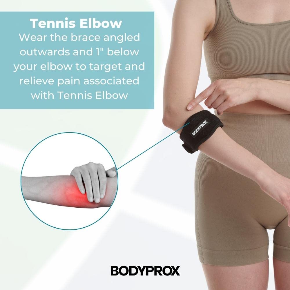 Bodyprox Elbow Brace 2 Pack for Tennis  Golfers Elbow Pain Relief