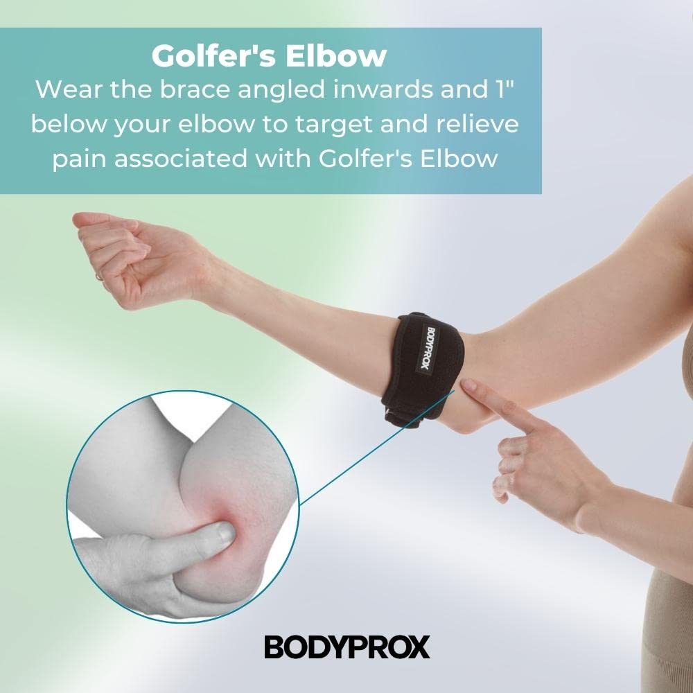 Bodyprox Elbow Brace 2 Pack for Tennis  Golfers Elbow Pain Relief