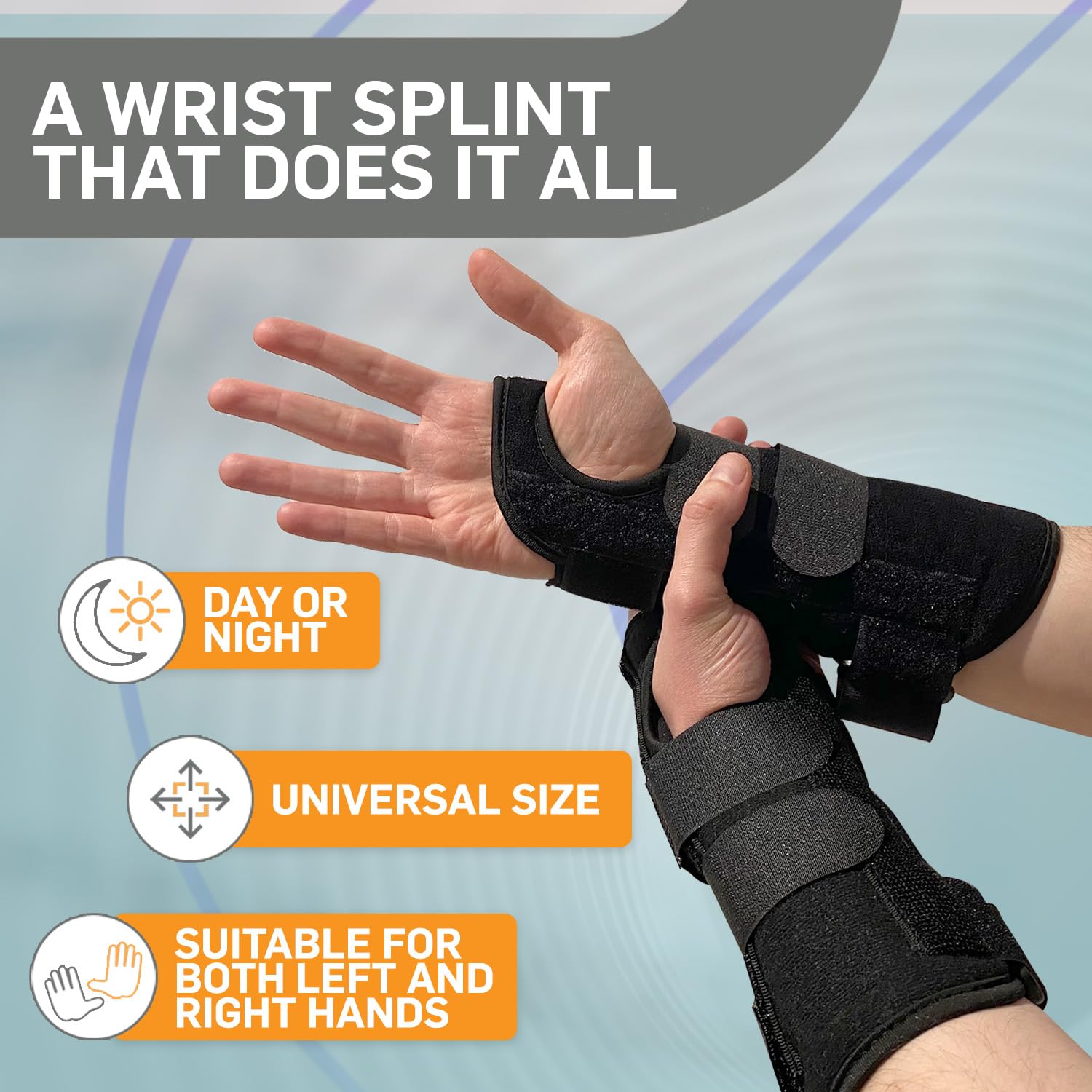 BracEasy Wrist Brace: Left  Right Hand Wrist Brace/Wrist Support Wrist Wraps - Carpal Tunnel Wrist Brace for Night Support - Wrist Brace for Wrist Pain; Hand Brace; Wrist Guard [Black; Single]