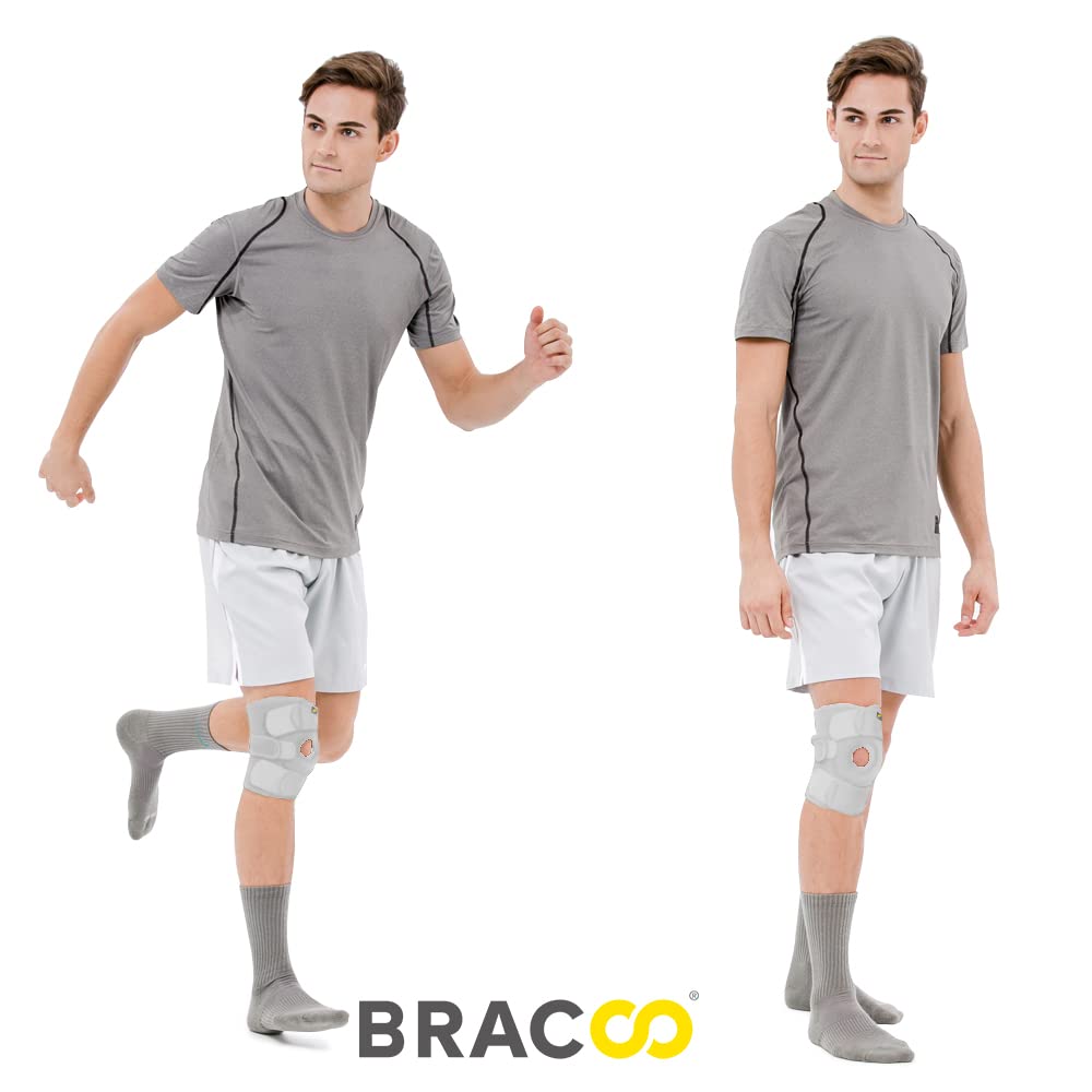 Bracoo Adjustable Compression Knee Patellar Pad Tendon Support Sleeve Brace for Men Women - Arthritis Pain, Injury Recovery, Running, Workout, KS10 (Black)