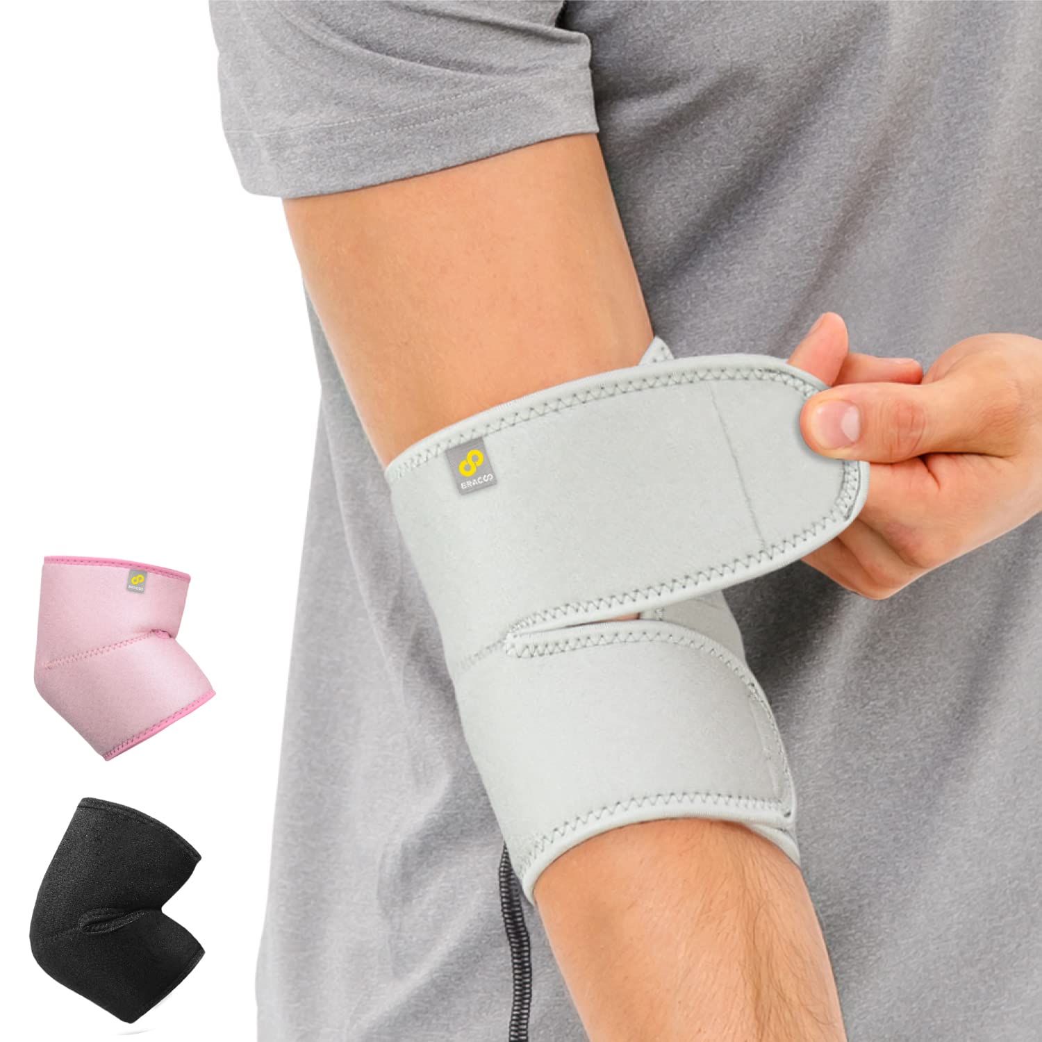 Bracoo Elbow Tendonitis Relief Support Sleeve Brace, Women Men, Neoprene Wrap for Tennis Elbow, Golfers Elbow, Bursitis, Sprains, Strains, Sports Injury Recovery Joint, Arthritis Pain Relief, ES10