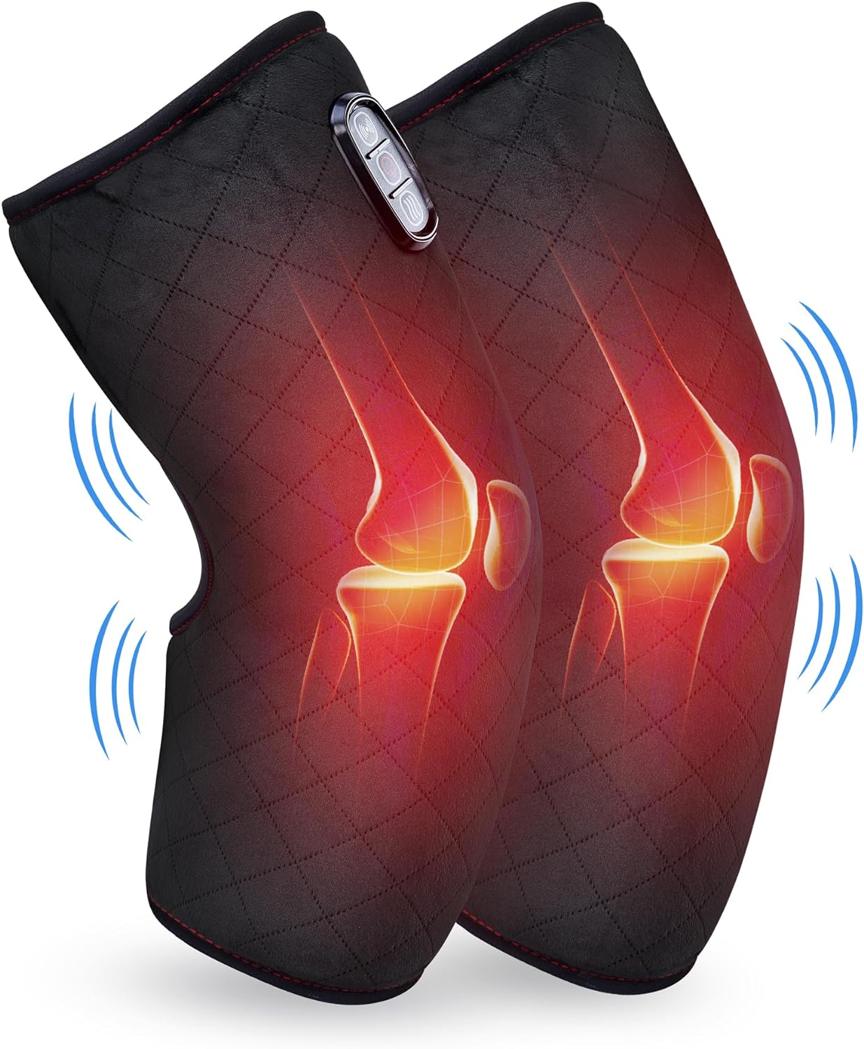 COMFIER Heated Knee Brace Wrap with Massage,Vibration Knee Massager with Heating Pad for Knee, Leg Massager, FSA or HSA eligible,Heated Knee Pad for Stress Relief