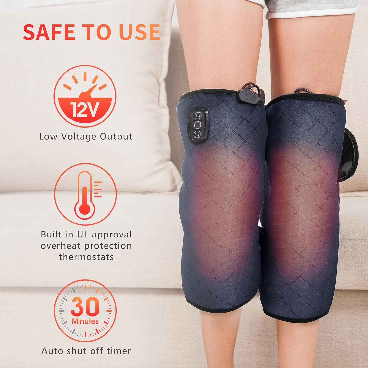 COMFIER Heated Knee Brace Wrap with Massage,Vibration Knee Massager with Heating Pad for Knee, Leg Massager, FSA or HSA eligible,Heated Knee Pad for Stress Relief