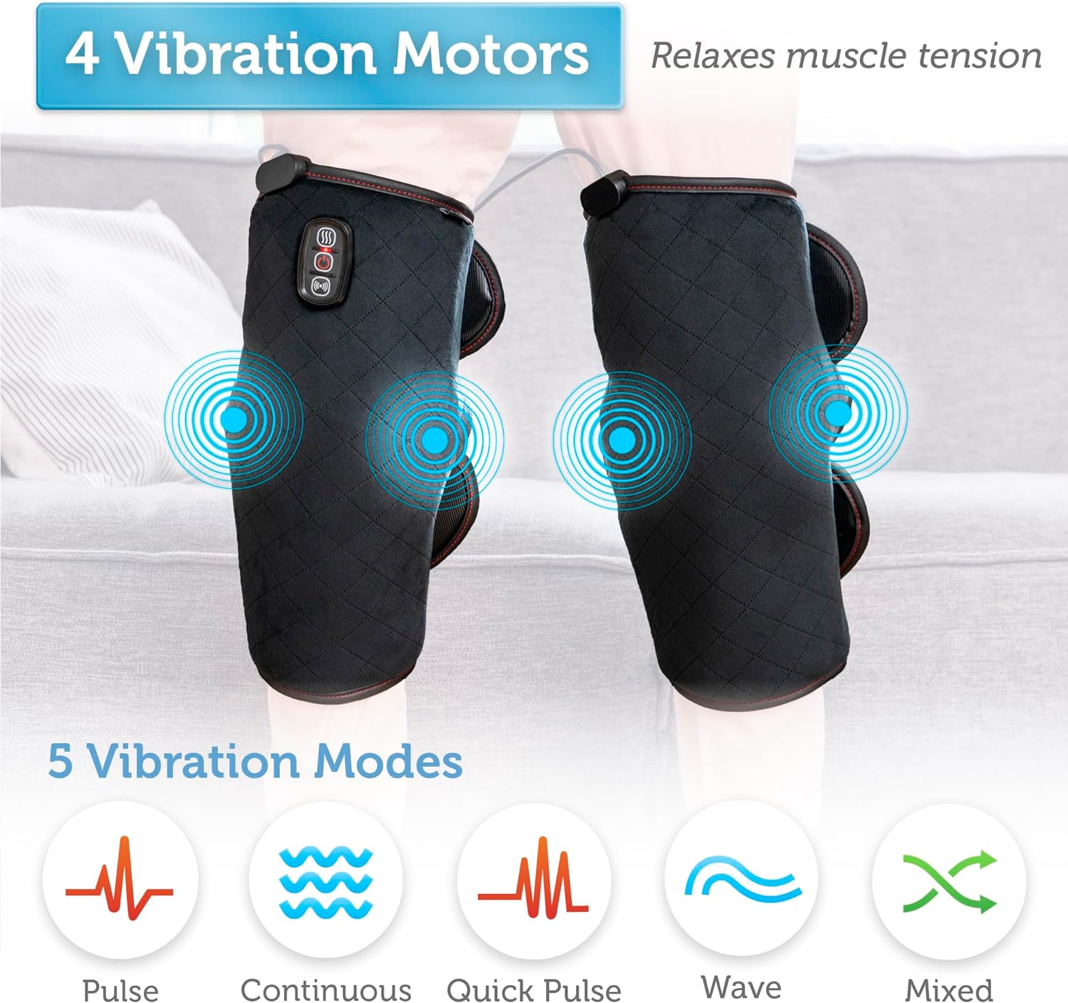 COMFIER Heated Knee Brace Wrap with Massage,Vibration Knee Massager with Heating Pad for Knee, Leg Massager, FSA or HSA eligible,Heated Knee Pad for Stress Relief