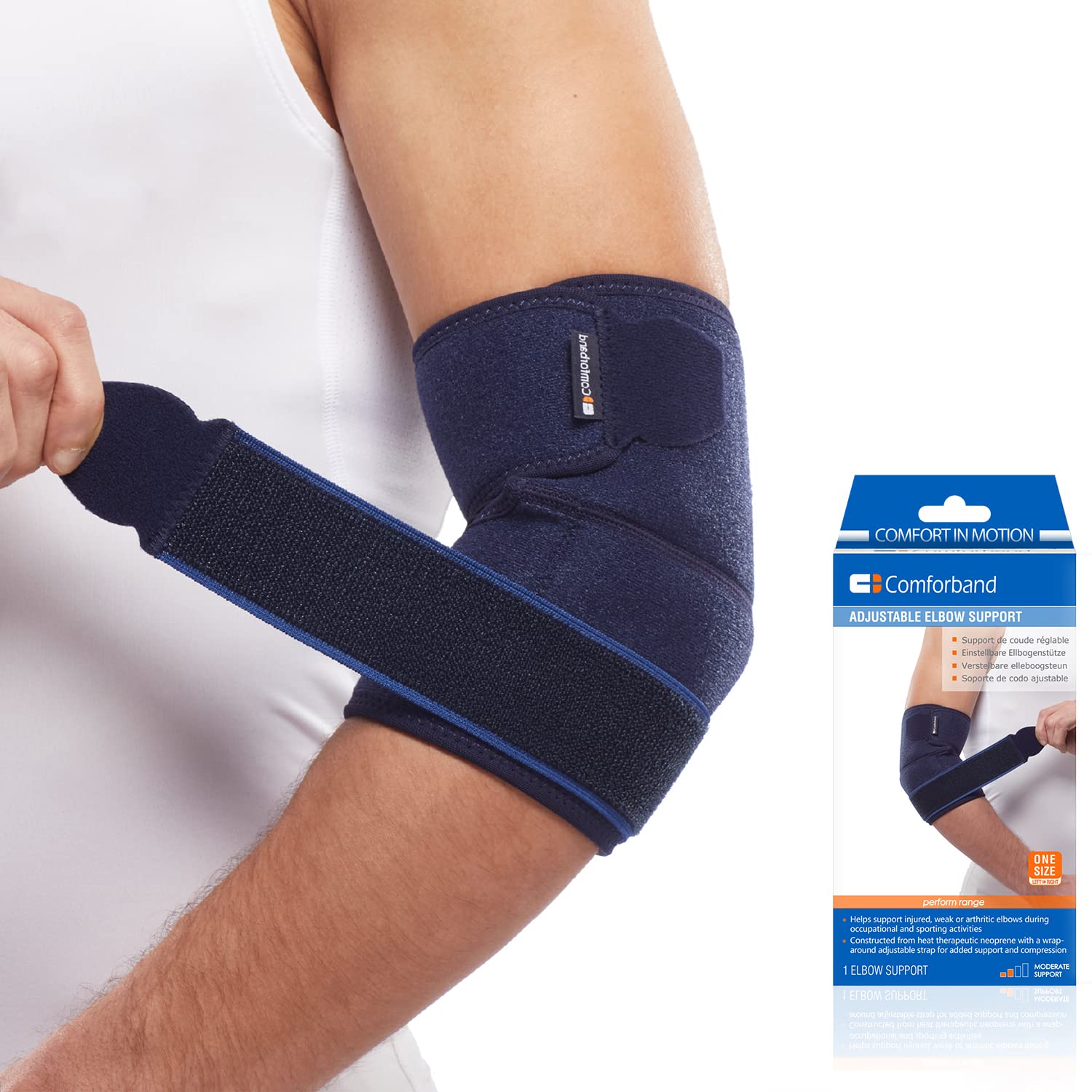 Comforband Adjustable Elbow Support for Epicondylitis, Tennis Elbow, Golfer’s Elbow, Bursitis, Elbow Sprains, Strains, Tendonitis, Arthritis, Sports Injury Recovery - Elbow Pain Relief - One Size fits Most