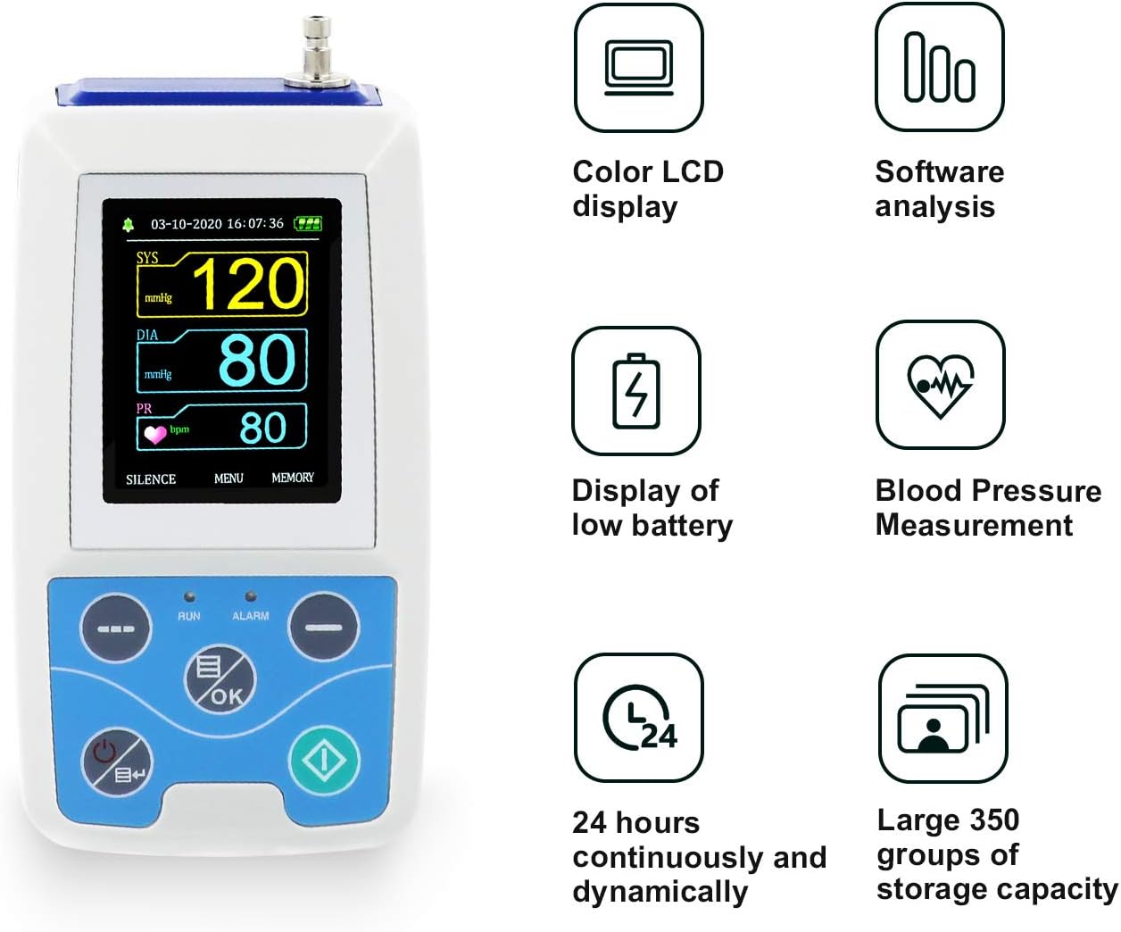 CONTEC ABPM50 Handheld 24hours Ambulatory Blood Pressure Monitor with 2cuffs(25-35cm33-47cm),NIBP
