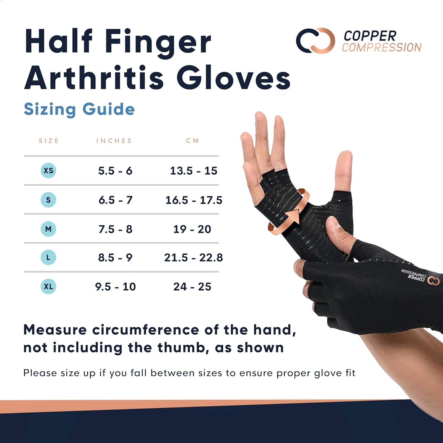 Copper Compression Arthritis Gloves | Fingerless Arthritis Carpal Tunnel Pain Relief Gloves For Men  Women | Hand Support Wrist Brace For Rheumatoid, Tendonitis, Swelling, Crocheting, Typing (S)