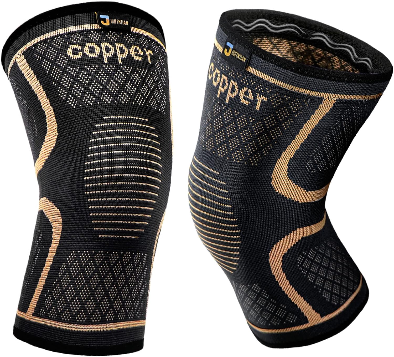 Copper Knee Braces for Men and Women (2 pack) -Knee Supports Copper Compression Knee Sleeve for Knee Pain, Arthritis, Sports and Recovery Support (Large)