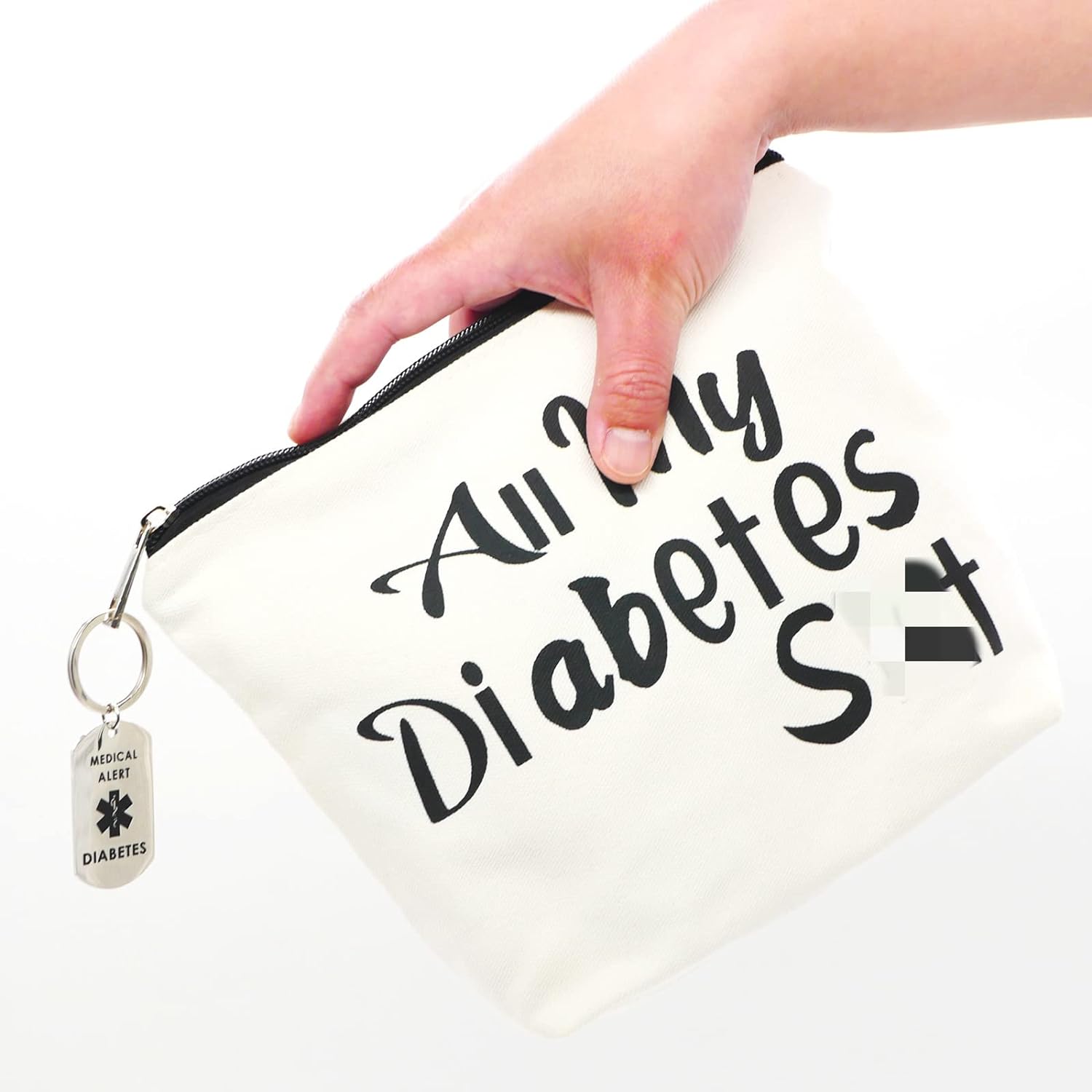 Diabetic Gifts All My Diabetes Funny Diabetic Travel Bag Pouch＋Diabetic Keychain Personalized Gift Diabetic Supplies for Grandma Grandpa Mom Dad Sister Brother for Birthday Christmas Gifts (Black)