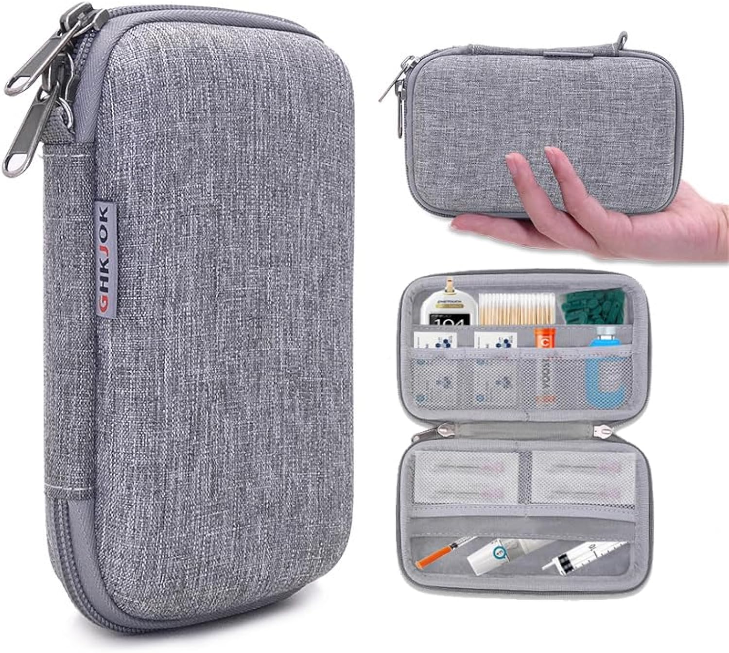 Diabetic Supplies Travel Case Small Organizer for Lancing Device, Lancets, Needles, Glucose Meters, Test Strips and Other Diabetes Care Accessories, Hard Case for Testing Supplies Kit (Case Only)