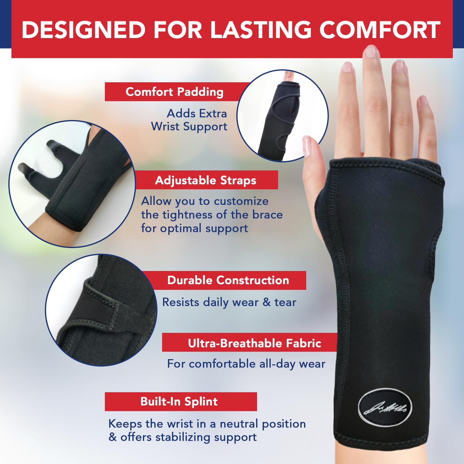 Doctor Developed Carpal Tunnel Wrist Brace for Night Support - Wrist Brace for Carpal Tunnel with Wrist Splint - Sleep Brace for Sprained Wrist - F.D.A Medical Device  Handbook (2-Pack)