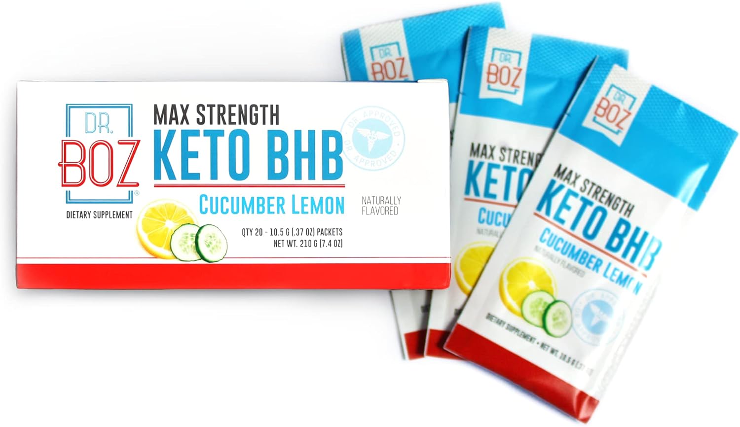 Dr. Boz Cucumber Lemon [20 Sachets,16.6g] Keto BHB Powder - Exogenous Ketones Supplement - Best Keto Supplement for Weight Loss - Keto Shake