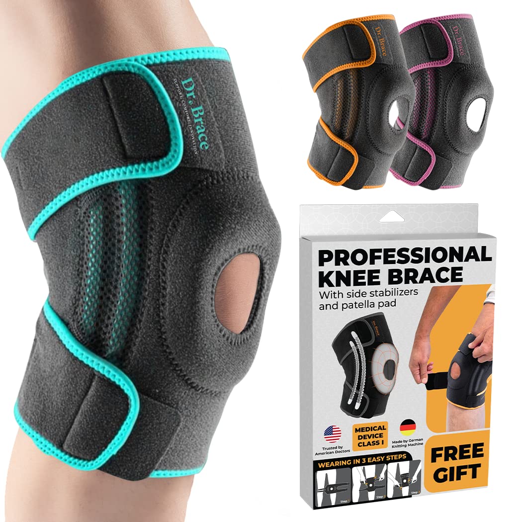 DR. BRACE ELITE Knee Brace with Side Stabilizers Patella Gel Pads for Maximum Knee Pain Support and fast recovery for men and women-Please Check How To Size Video (Mercury, Large)