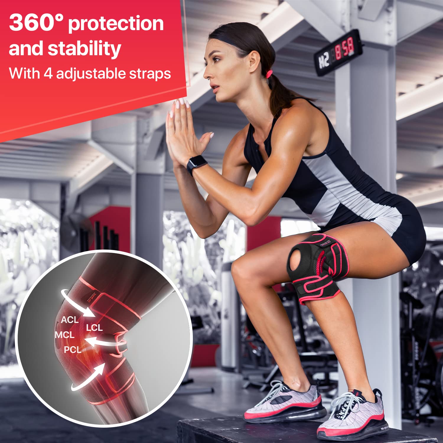 DR. BRACE ELITE Knee Brace with Side Stabilizers Patella Gel Pads for Maximum Knee Pain Support and fast recovery for men and women-Please Check How To Size Video (Mercury, Large)