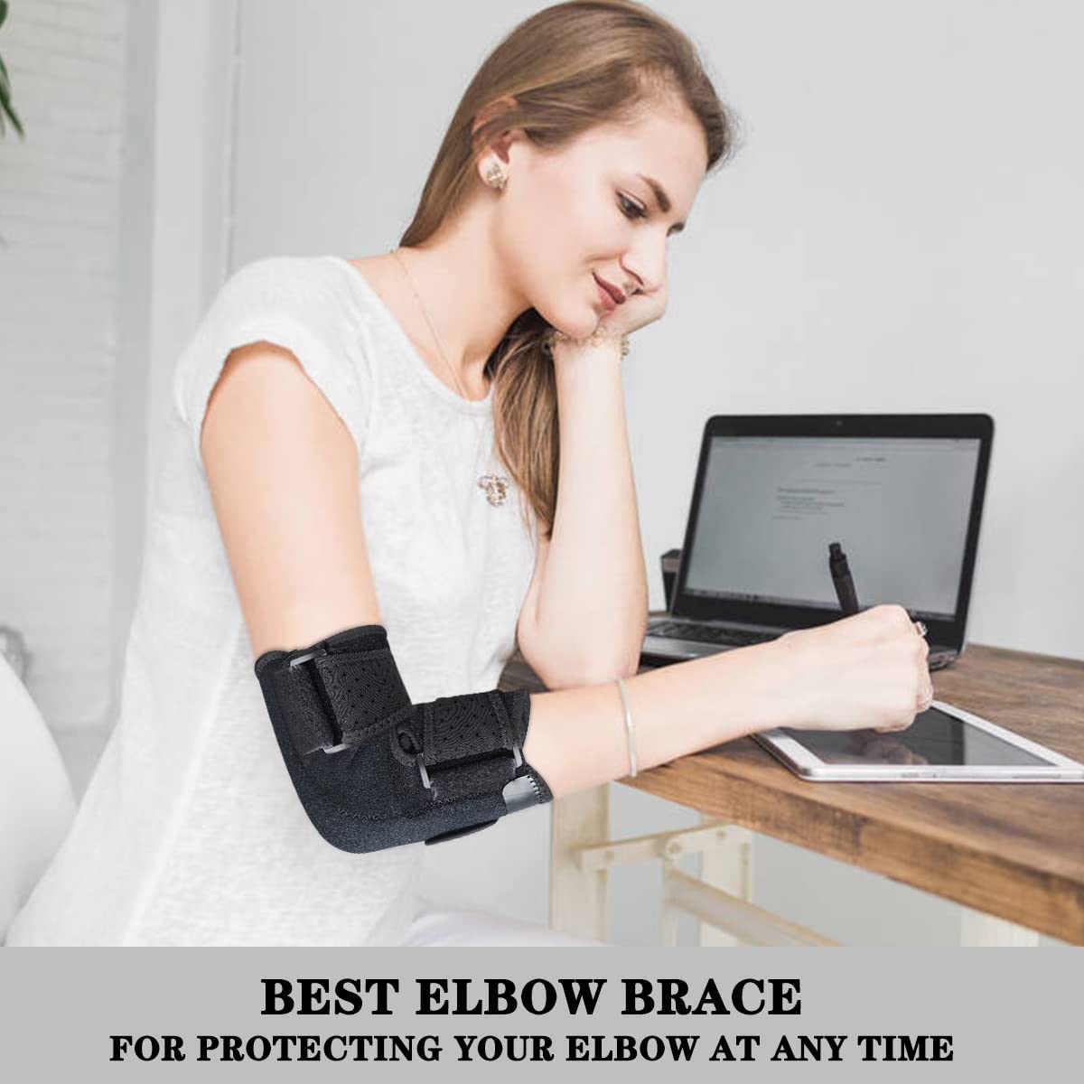 Elbow Brace,Comfortable Night Elbow Sleep Support,Elbow Splint, Adjustable Stabilizer with 2 Removable Metal Splints for Cubital Tunnel Syndrome,Tendonitis,Ulnar Nerve,Tennis,Fits for Men and Women