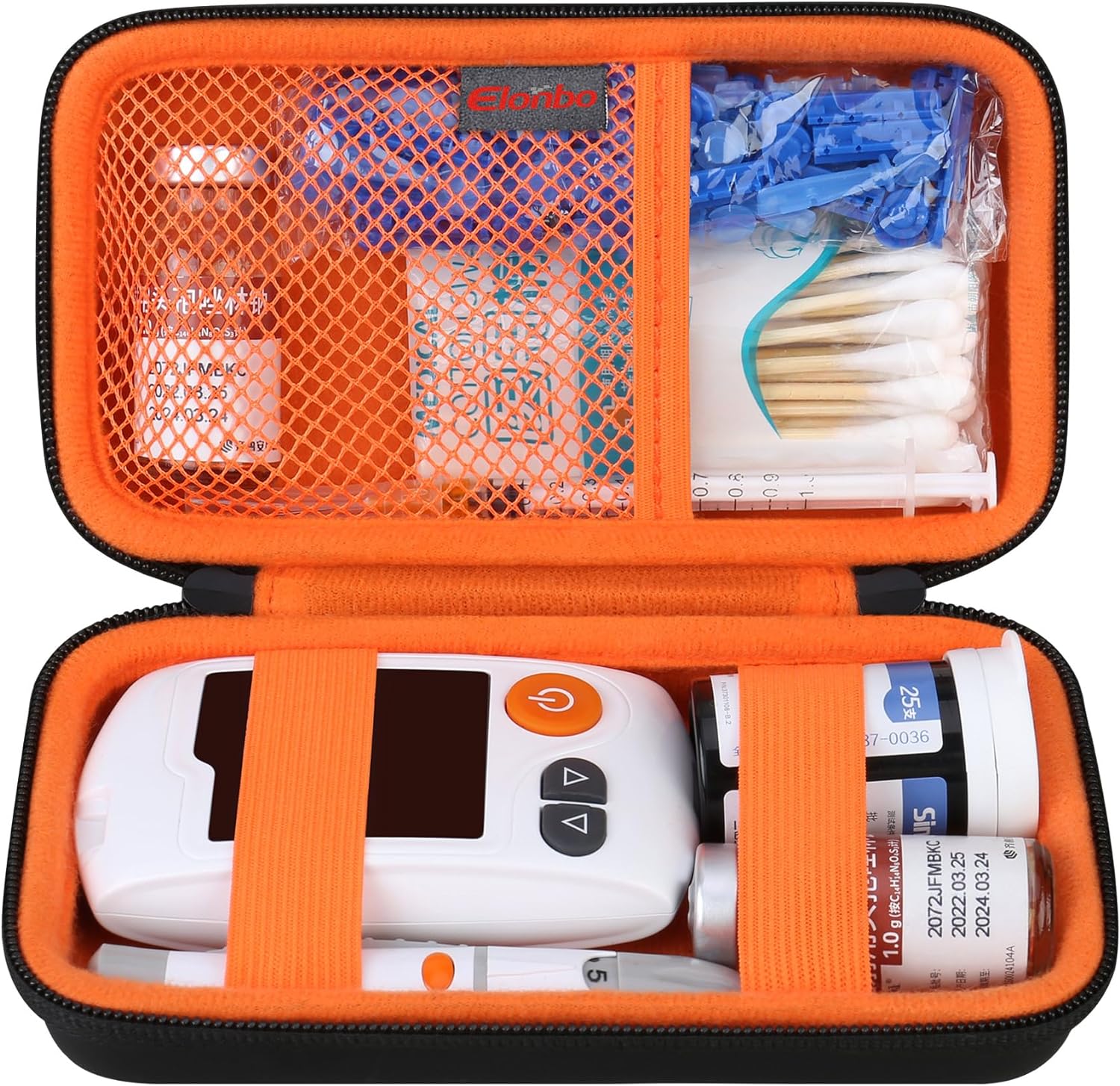 Elonbo Diabetic Supplies Travel Case, Diabetic Supply Organizer Bag, Glucose Meter Storage Case, Insulin Pen Carrying Case for Glucose Monitor,Blood Sugar Test Strips,Lancets,Syringe,Needles,Rose Gold