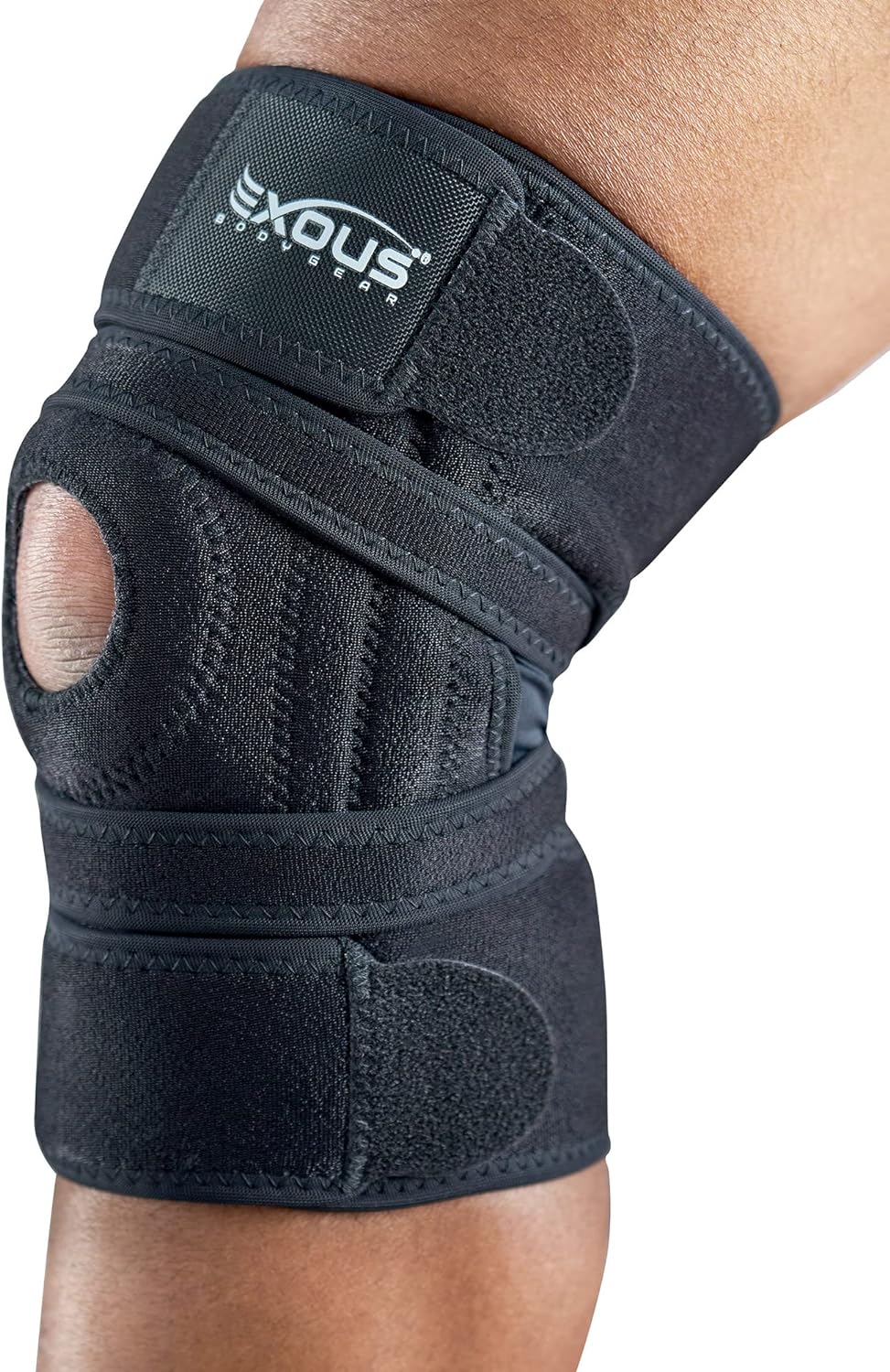 EXOUS BODYGEAR Knee Brace Meniscus Tear Support For Arthritis Acl, Mcl Pain Patented 4-way Adjustable NonSlip Wraparound Strap Dual Side Stabilizer For Patella Stability Size [medium]