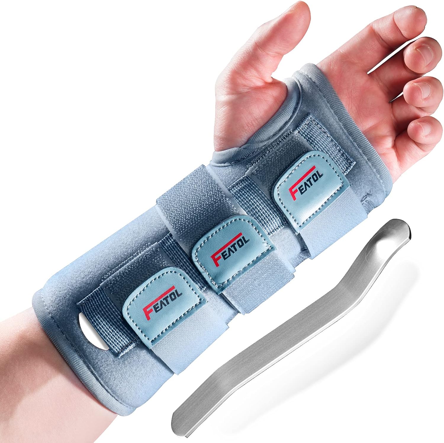 FEATOL Wrist Brace for Carpal Tunnel, Adjustable Night Wrist Support Brace with Splints Right Hand, Small/Medium, Hand Support for Arthritis, Tendonitis, Sprain, Injuries, Wrist Pain