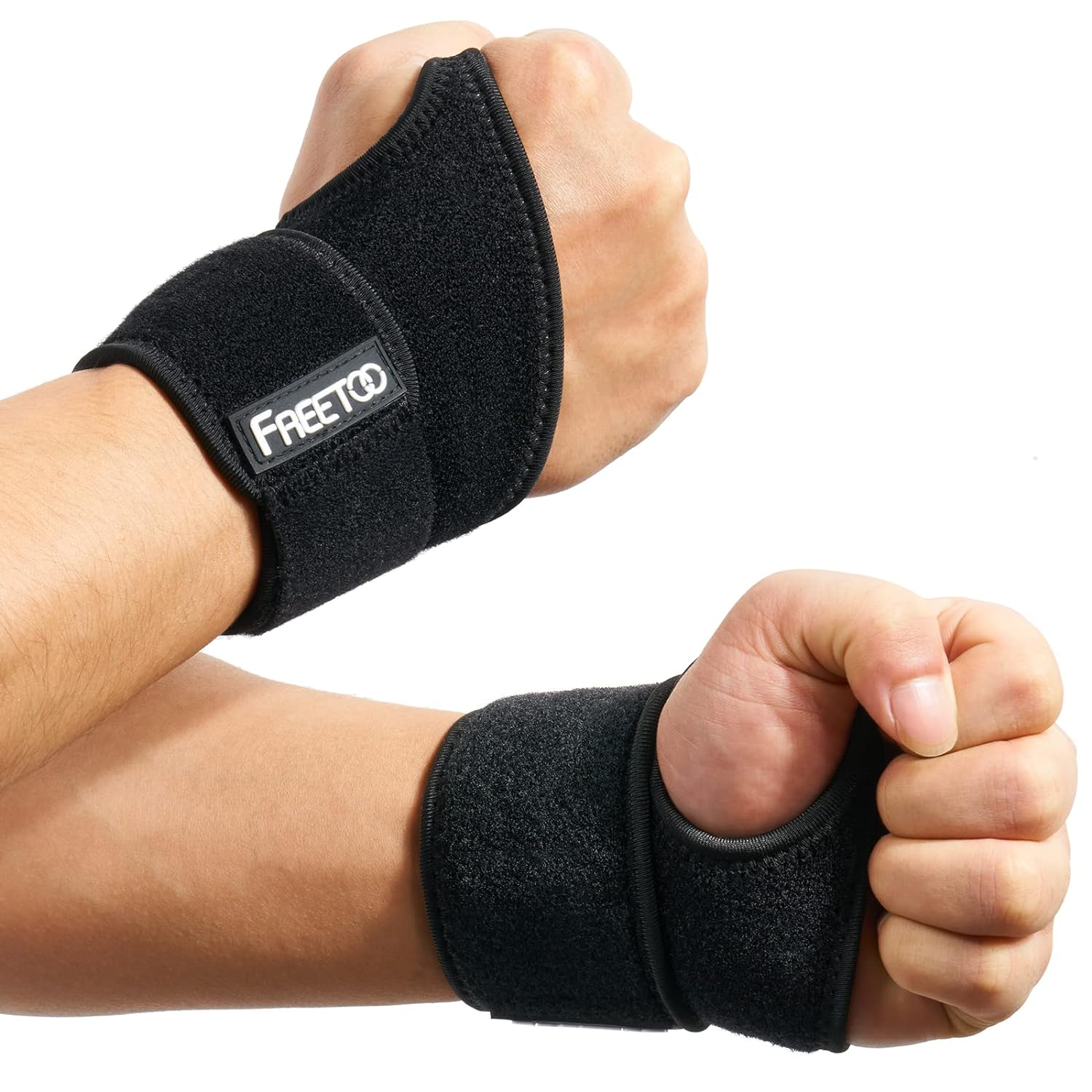 FREETOO 2 Pack Wrist Brace for Carpal Tunnel Relief for Night Support, Compression Wrist Supports at Work for Women Men, Adjustable Splint Fit Right Left Hand for Arthritis Tendonitis