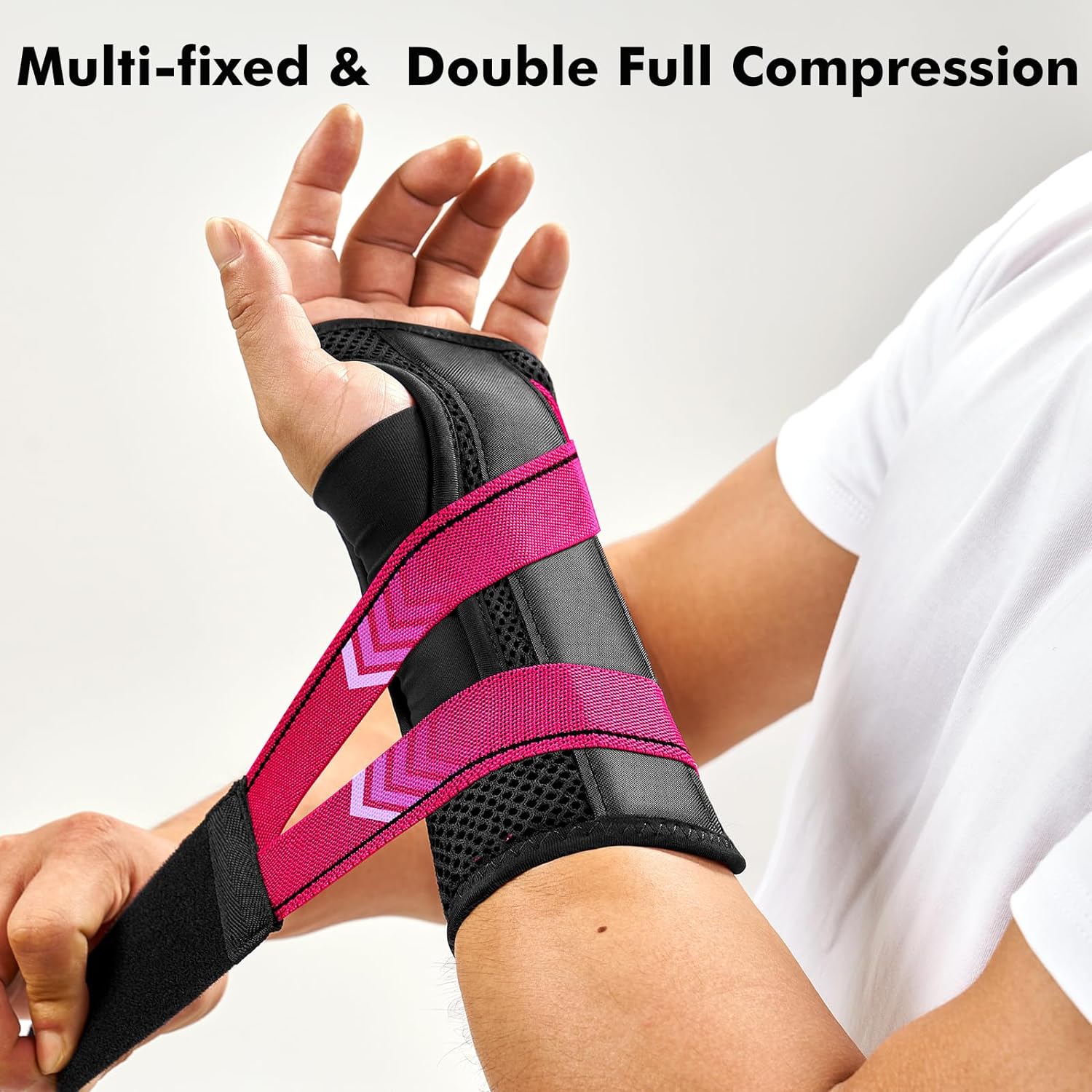 FREETOO Fitted Wrist Brace for Carpal Tunnel Night Relief, Lengthened Fixed Hand Support for Women Men with Metal Splint, One-Step Wear Wrist Support for Right and Left Hand, for Arthritis Tendonitis