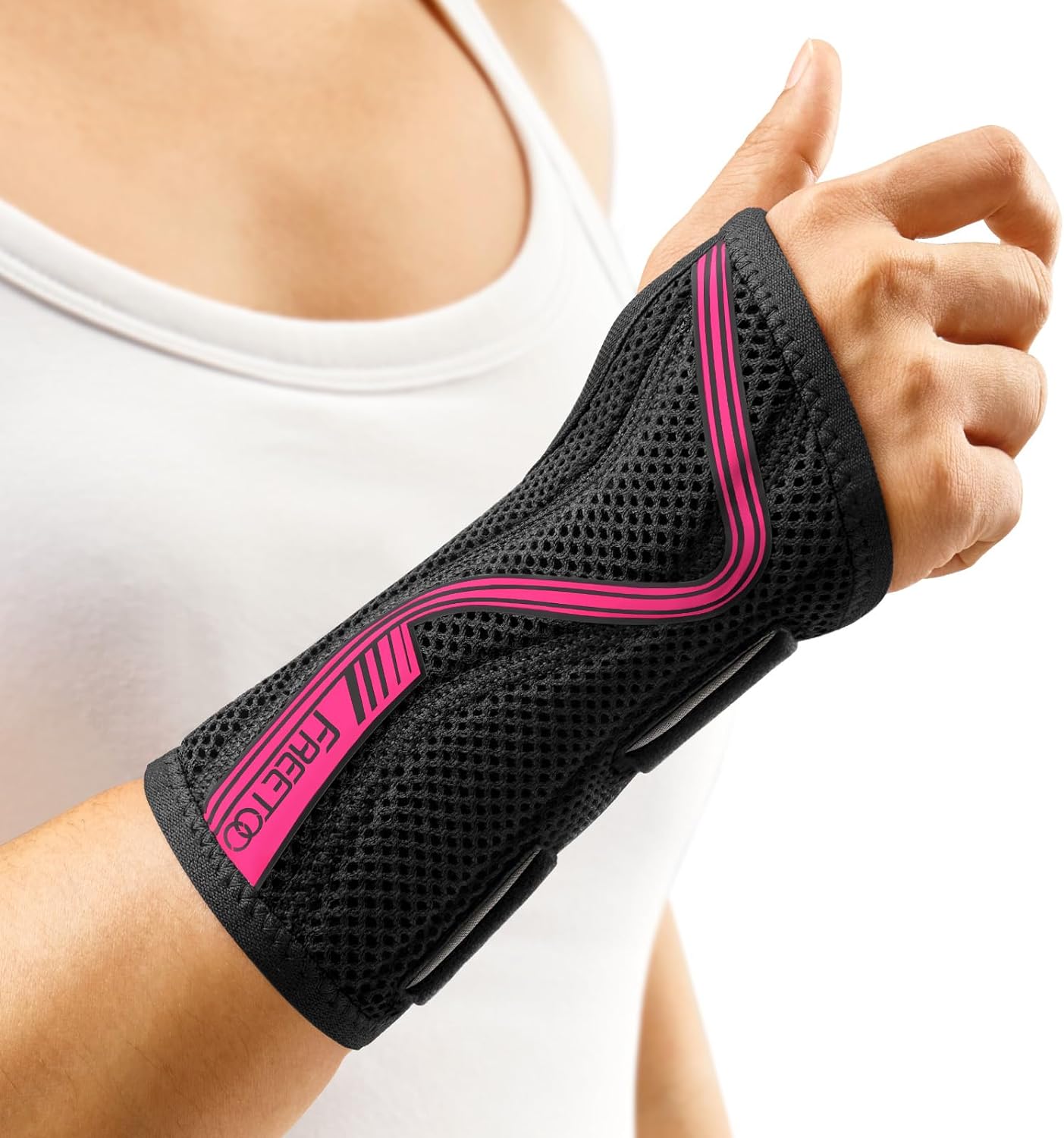 FREETOO Wrist Brace for Carpal Tunnel,[New Upgrade-Anatomically shaped] Adjustable Wrist Support Splint for Men and Women,Hand Brace for Pain Relief, Tendinitis,Arthritis,Right Hand,Medium(Wrist Size:17-21CM)