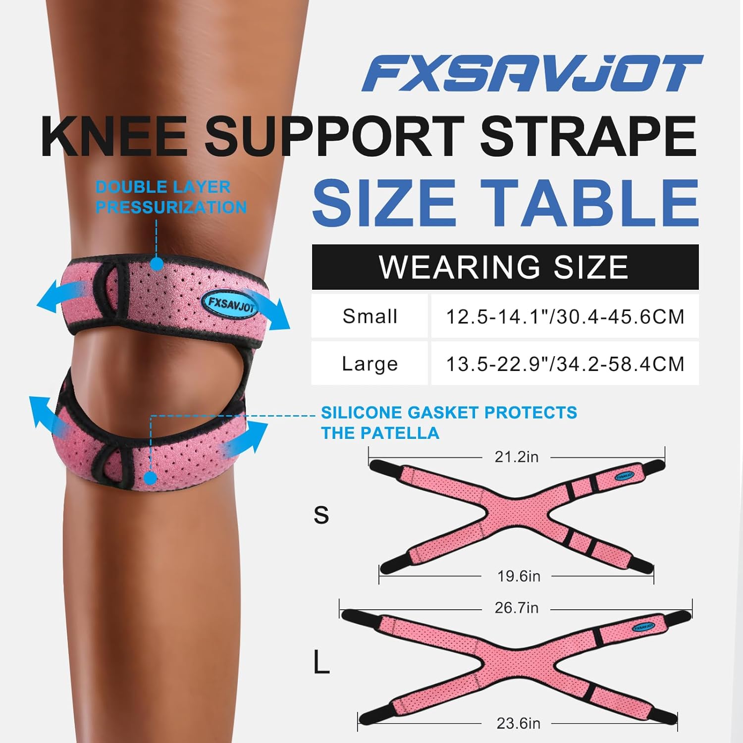 fxsavjot Professional Patella Knee Brace Pro for Knee Pain/Meniscus Tear,Adjustable Orthopedic Compression Patellar Tendon Support Strap with Side Stabilizers for Man and Women/Outdoor Activities