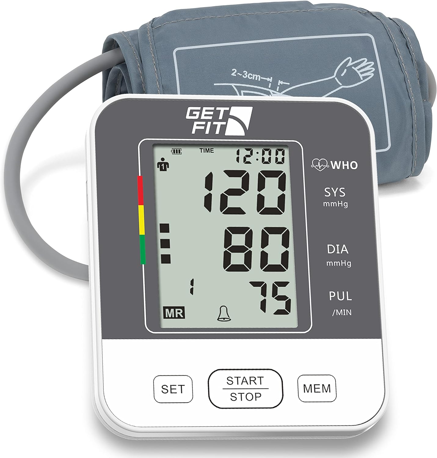 Get Fit Blood Pressure Monitor for Home Use Medical Upper Arm Blood Pressure Machine Reader Pulse Rate Monitor - 2x99 Memory - Adjustable 8.5-16.5 inch Large Adult Cuff - LCD Display Sphygmomanometer