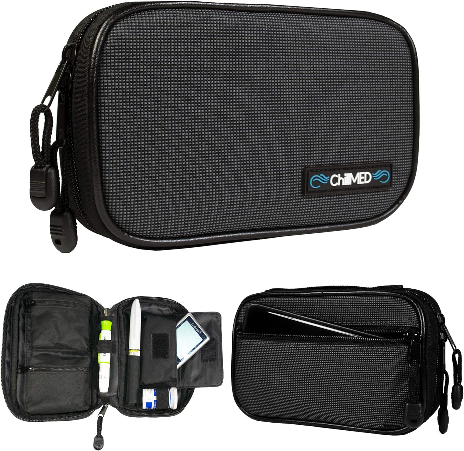 GMS ChillMed® Companion Glucose Meter Case Diabetic Supply Bag an Organizer for Travel and Carrying Insulin and other Diabetics essential Supplies - (Slate)