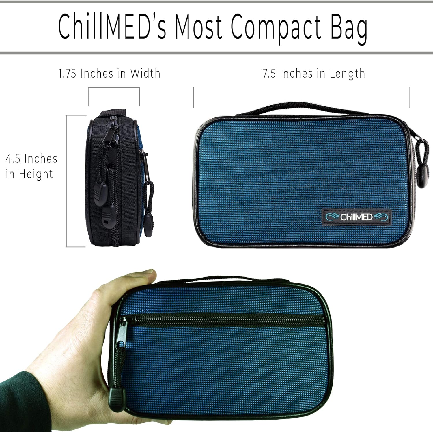 GMS ChillMed® Companion Glucose Meter Case Diabetic Supply Bag an Organizer for Travel and Carrying Insulin and other Diabetics essential Supplies - (Slate)