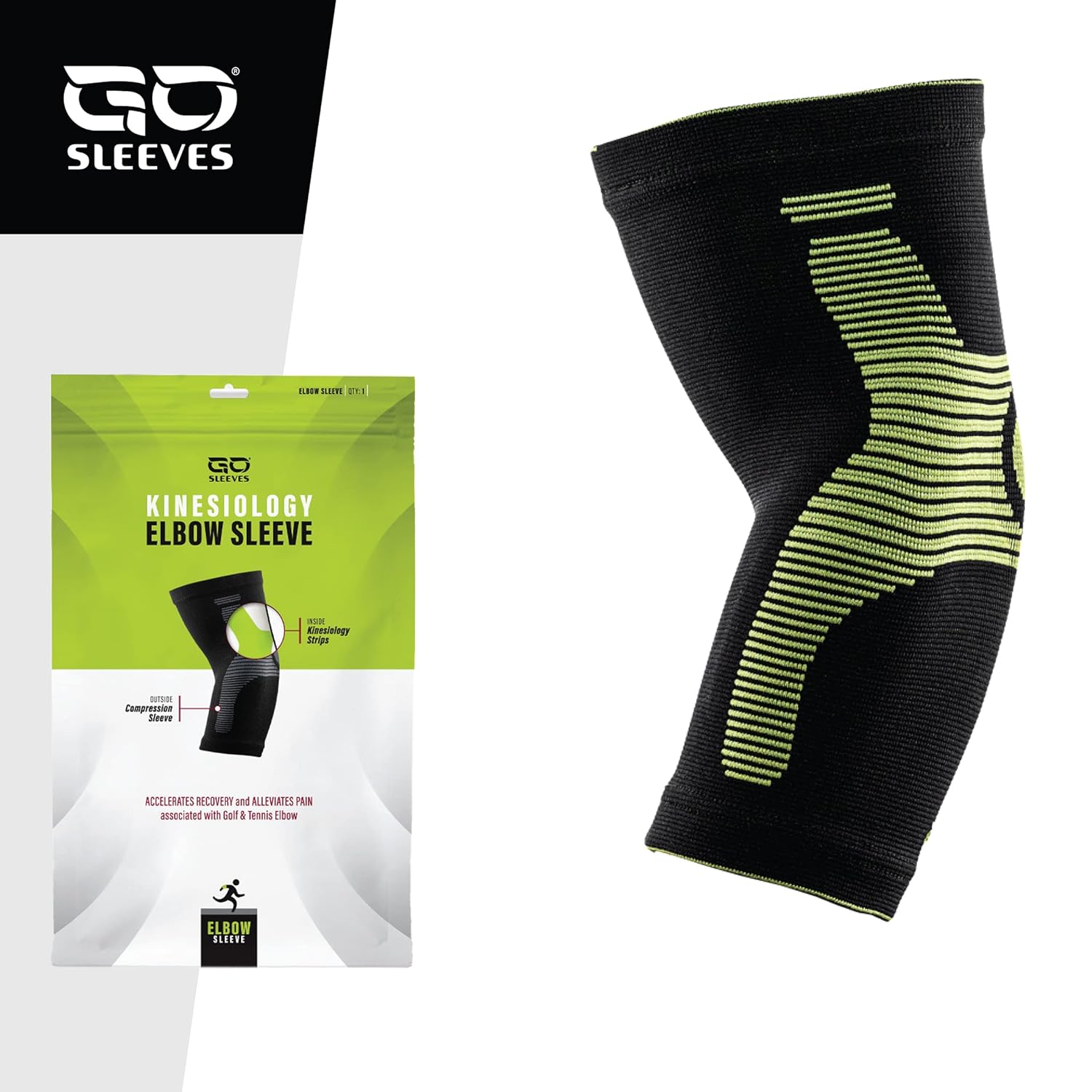 GO SLEEVES Elbow Brace - Premium Compression Support for Tendonitis, Tennis  Golf Elbow, Weightlifting, and Joint Pain Relief - Kinesiology Compression Elbow Sleeves for Men and Women