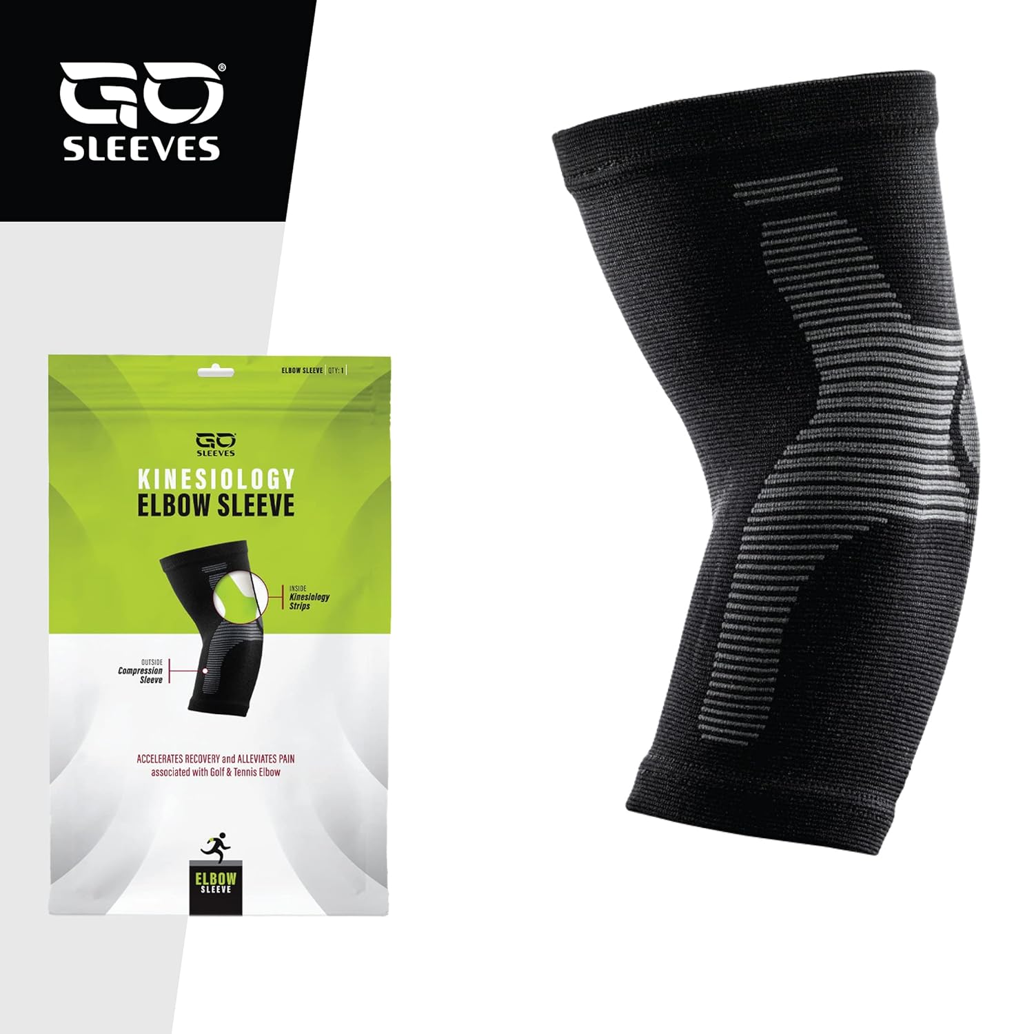 GO SLEEVES Elbow Brace - Premium Compression Support for Tendonitis, Tennis  Golf Elbow, Weightlifting, and Joint Pain Relief - Kinesiology Compression Elbow Sleeves for Men and Women